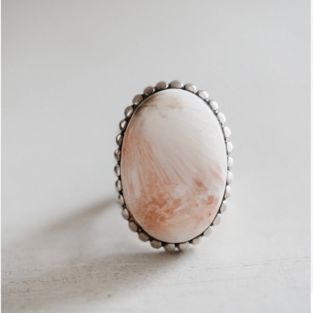 Goldie Lew Sterling Silver Pink Scolecite Etta Ring Size 8! SOLD OUT